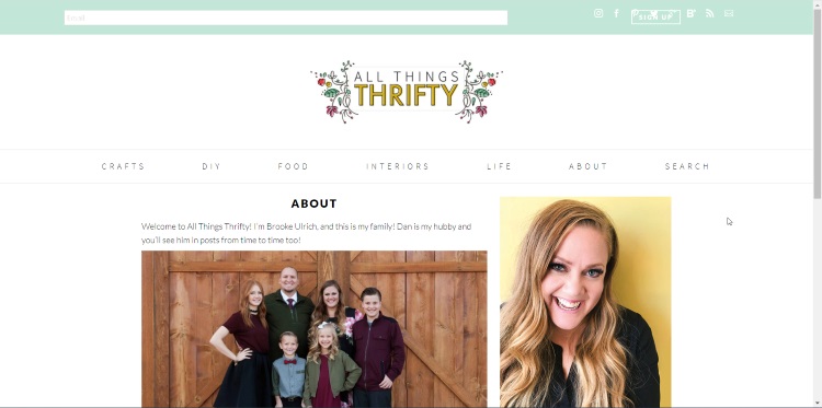 All Things Thrifty Blog homepage of a blogger that thrifts for lifestyle, not only for clothes