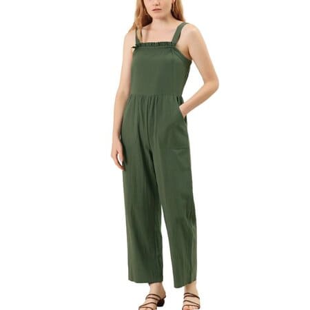 Allegra K Women's Ruffled Neck Country Style Jumpsuits Allegra K Women's Ruffled Neck Country Style Jumpsuits