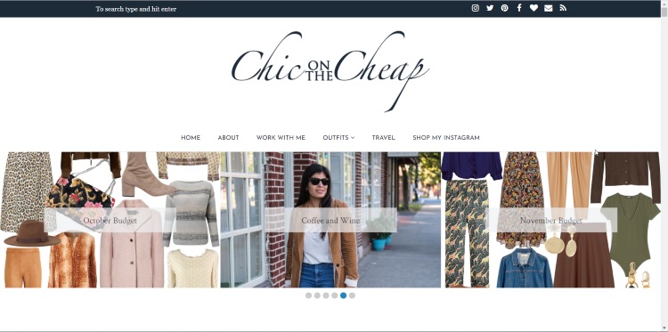 Chic on the Cheap Blog homepage of very popular fashion thrift blogger