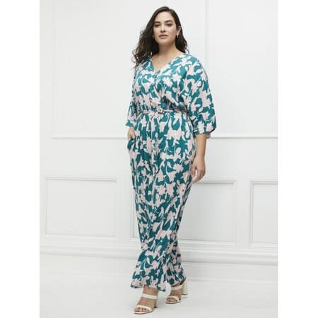 ELOQUII Elements Women's Plus Size Blossom Print Jumpsuit with Kimono Sleeves ELOQUII Elements Women's Plus Size Blossom Print Jumpsuit with Kimono Sleeves