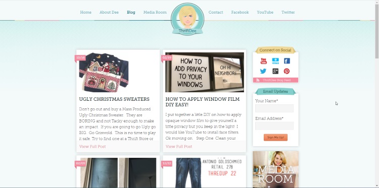 Thrift Dee Blog homepage of southern-style thrifting blogger