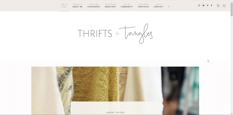 Thrifts & Tangles Blog homepage of blog about sustainability and second hand clothes