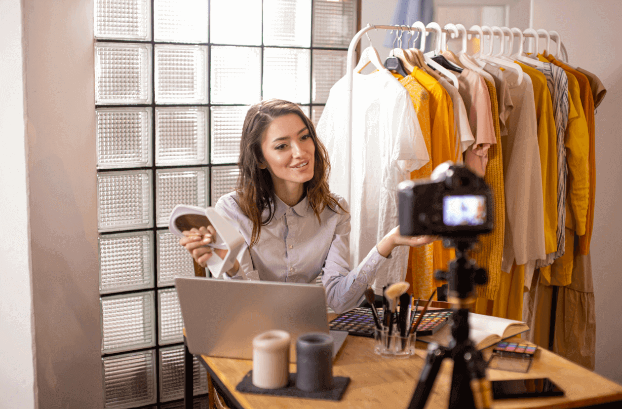 fashion blogger promoting clothes